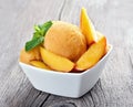 Peach sorbet with mint Royalty Free Stock Photo