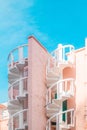 Peach Spiral stairs with blue sky Royalty Free Stock Photo