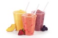 Peach, Strawberry, and Blackberry Fruit Smoothies Royalty Free Stock Photo