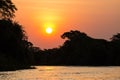 Peach Sunset over the Brazilian Pantanal and Cuiaba River Royalty Free Stock Photo