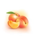 Peach. Sweet fruit. 3d vector icons set. Realistic illustration Royalty Free Stock Photo