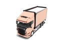 Peach truck with black inserts with carrying capacity of up to five tons perspective 3d render on white background with shadow