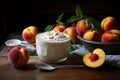 Peach yogurt food. Generate Ai