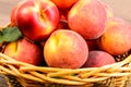 Peaches basket table Royalty Free Stock Photo