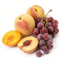 Peaches and Grapes Fruit isolated on transparent background Royalty Free Stock Photo
