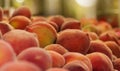 Peaches in a market, fruits, food photography Royalty Free Stock Photo