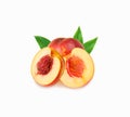 Peaches nectarine isolated on white Royalty Free Stock Photo