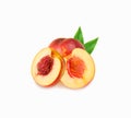 Peaches nectarine isolated on white Royalty Free Stock Photo