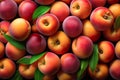 Peaches and nectarines in a grocery, fruit background. Generative AI Royalty Free Stock Photo
