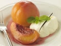 Peaches Poached in Sauternes with Creme Chantilly