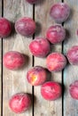 Peaches on rustic wooden table background Royalty Free Stock Photo