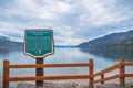 Sign on Antlers Beach commemorating the Okanagan Mountain Fire of 2003 Royalty Free Stock Photo