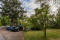 PEACHLAND, CANADA - AUGUST 01, 2020: camping site at Okanagan Lake Provincial Park North Campground
