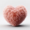 Peachy love vibes. A fluffy cute peach colored heart steals spotlight against a crisp white backdrop
