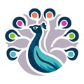 Peacock animal logo icon template 1 Royalty Free Stock Photo