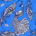 Peacock bird feathers seamless background pattern