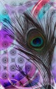 Peacock bl father with colorful abstract shaded textured abstract Background. Vector Illustration