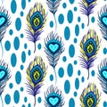 Peacock blue and green seamless vector pattern.