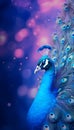 Peacock on blurred colorful background