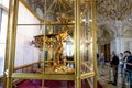 The Peacock clock and the Interior of the Pavilion hall in the