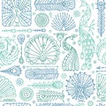 Peacock collection, ethnic style, seamless pattern for your design