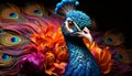 a peacock colorful closeup shot generative AI Royalty Free Stock Photo