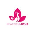 Peacock Combination Lotus Logo Vector Royalty Free Stock Photo