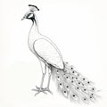 Minimalist Line Drawing Of A Peacock In Traditional Vietnamese Style