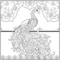 Peacock and eastern ethnic motif, traditional muslim ornament.