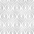 Peacock feather. Vector seamless pattern. Silver elegant floral background. Abstract geometric texture. Silver peacock feather. Co