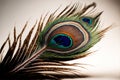 a peacock feather with a white background and a blue center piece with a green center piece and a blue center piece with