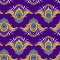 Peacock feathers vector seamless pattern Royalty Free Stock Photo