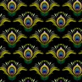 Peacock feathers vector seamless pattern Royalty Free Stock Photo