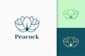 Peacock flower logo in luxury and line style Royalty Free Stock Photo