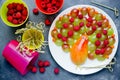 Peacock fruit berry plate for kids party