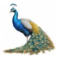 Peacock isolated on white created with Generative AI Royalty Free Stock Photo