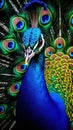 a peacock with its tail feathers spread out Royalty Free Stock Photo
