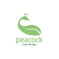 Peacock with leaf green logo design vector graphic symbol icon sign illustration creative idea Royalty Free Stock Photo