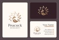 peacock with leaf logo design for beauty care Royalty Free Stock Photo
