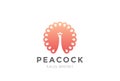 Peacock Logo luxury fashion design. Circle peafowl