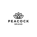 Peacock and lotus flower concept icon logo design Royalty Free Stock Photo