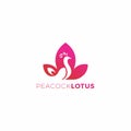 Peacock Lotus Logo Simple Design. Bird lotus Logo Royalty Free Stock Photo