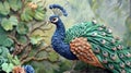Peacock in modeling clay art Royalty Free Stock Photo