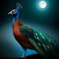 Peacock in the moonlight