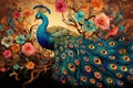 Peacock - Nursery illustrations. AI Generated