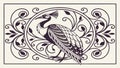 Peacock In Ornate Rectangular Frame Vector, vector design Generative AI Royalty Free Stock Photo