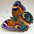 Peacock Pansy Junonia almana butterfly, Beautiful Butterfly in Wildlife. Isolate on white background Royalty Free Stock Photo