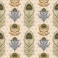 Peacock pattern feather vintage style set. Art deco, nouveau 1920-1930 design.