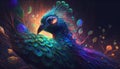 peacock psychedelic hd 8k digital lights fantasy generative AI