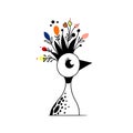 Peacock. Peacock simple black and white line art vector logo Royalty Free Stock Photo